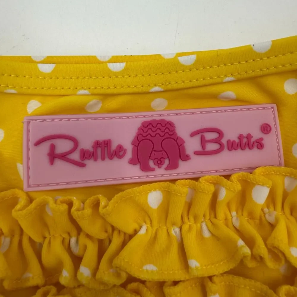 Ruffle Butts Bikini Bottoms Size 6-12 Months Baby Girl Yellow Polka Dot Swim